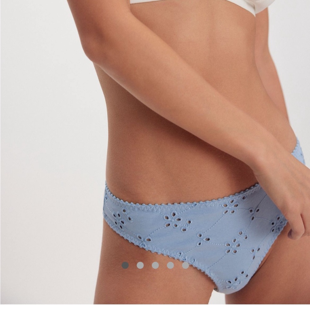 Free people intimates Full blue, cotton, eyelet thong (clear sky)